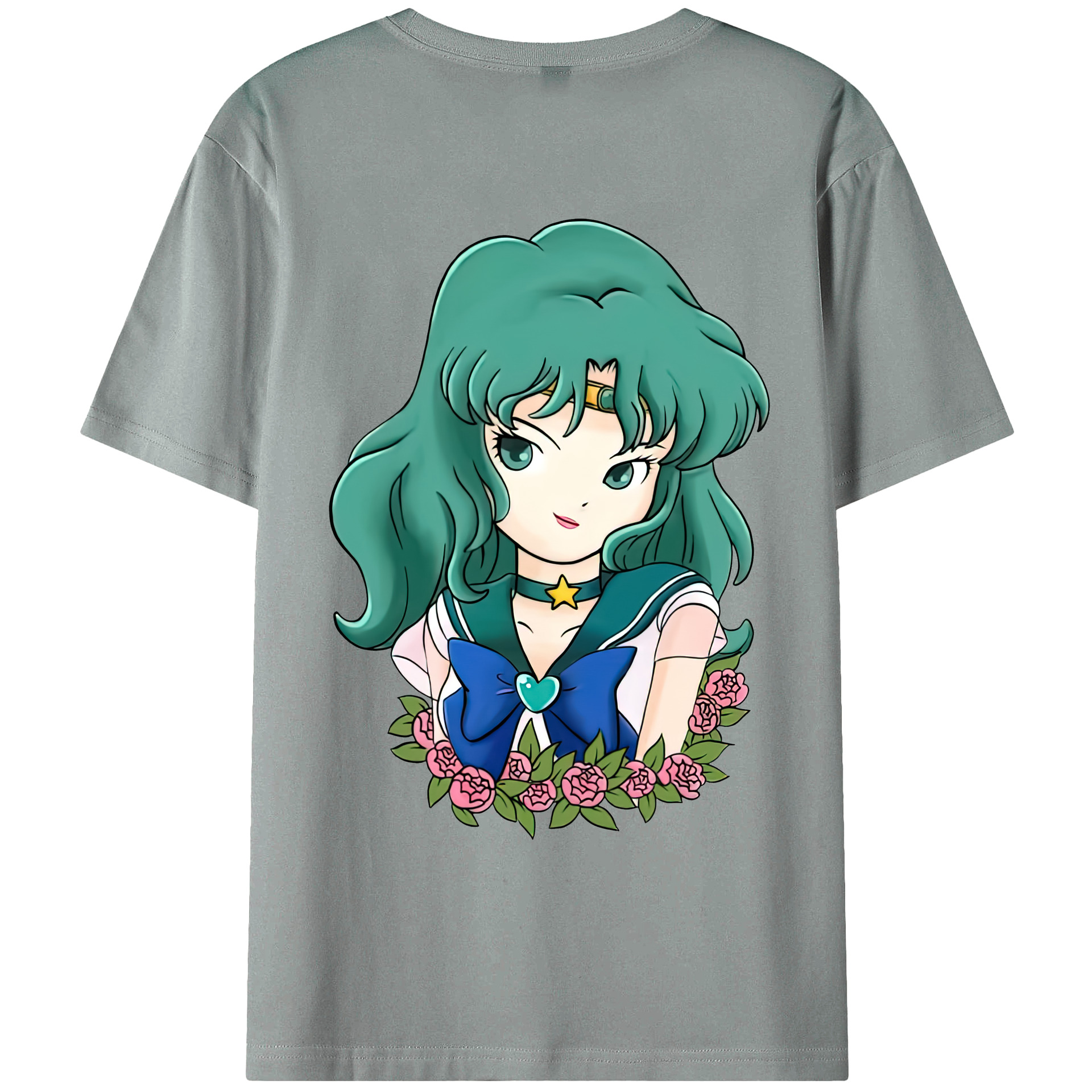 （画像用） 美少女戦士セーラームーン 海王 みちる（かいおう みちる） Sailor Moon Kaiou Michiru 綿100％ メンズ半袖Tシャツ（バックプリント） 通気性